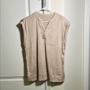 Beige Textured Sleeveless Top